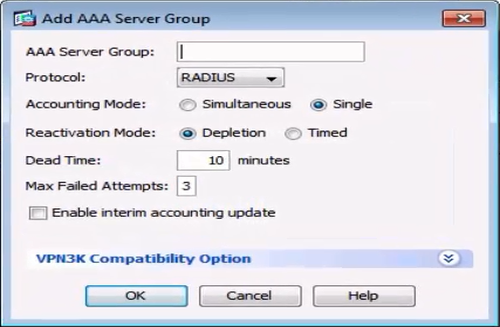Cisco AnyConnect VPN MFA/2FA two-factor authentication: Add AAA Server Group