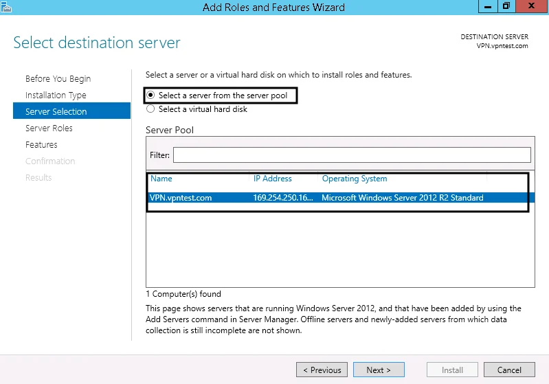2FA Two-Factor Authentication for Windows VPN :  Select Server
