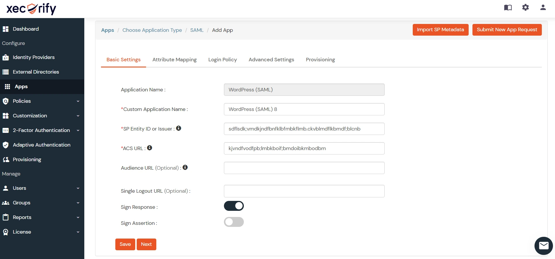 WordPress miniOrange IDP SCIM User Provisioning | SP Metadata