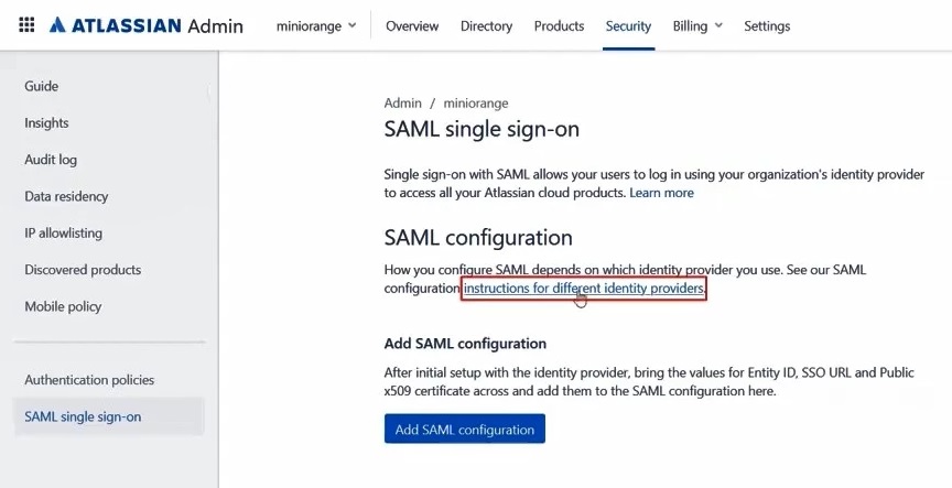 Atlassian Access Cloud SSO (Single Sign-On) Cloud Instructions