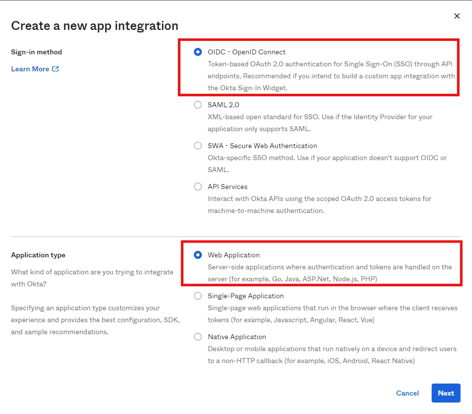 OAuth/OpenID/OIDC Single Sign On (SSO), Okta SSO Login Web