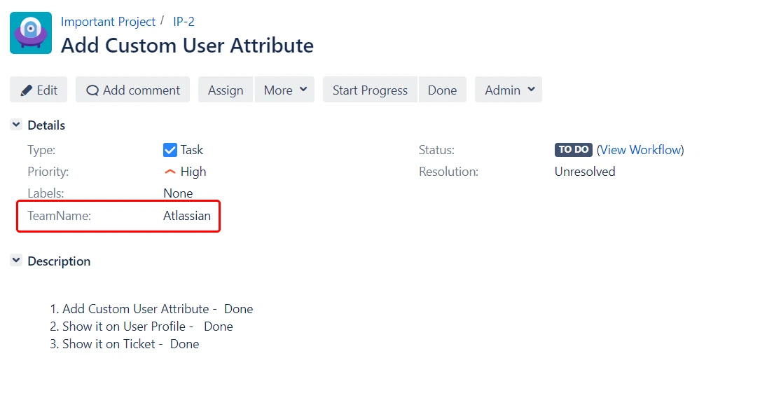 Custom profile attributes and LDAP sync custom attribute in jira ticket