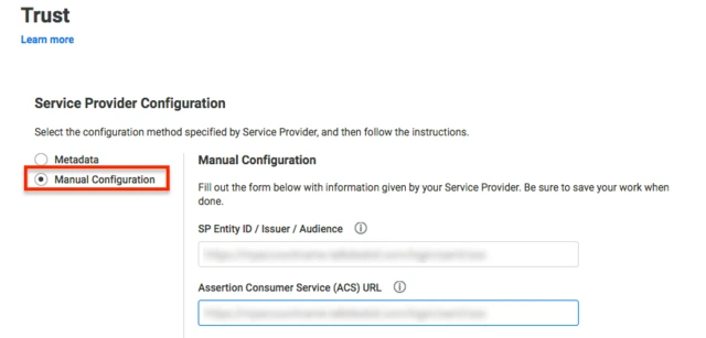 Single Sign On (SSO) using Centrify, Centrify SSO Login, Metadata Manual Configuration