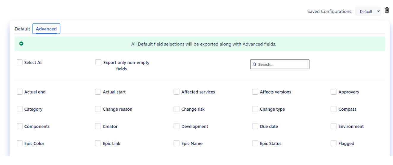 Jira exporter section, Jira exporter