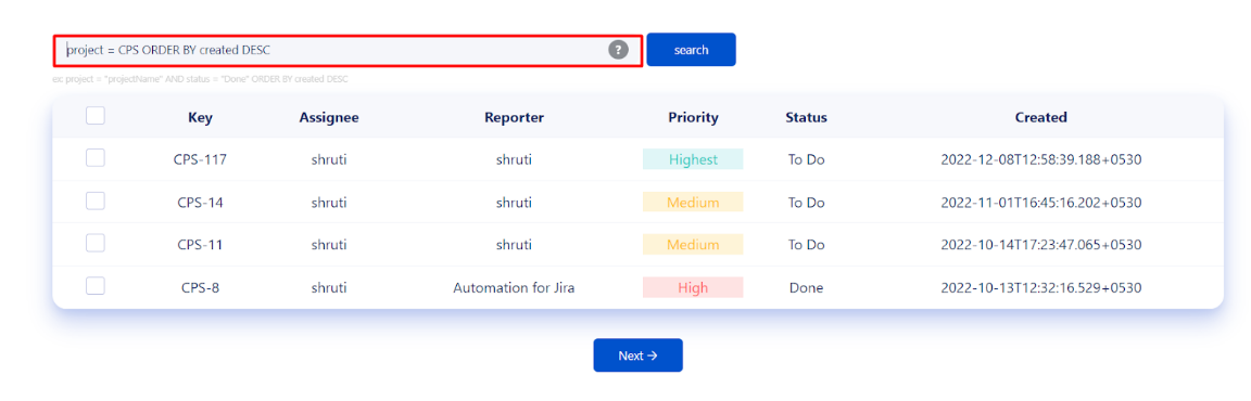 Jira exporter section, Jira exporter