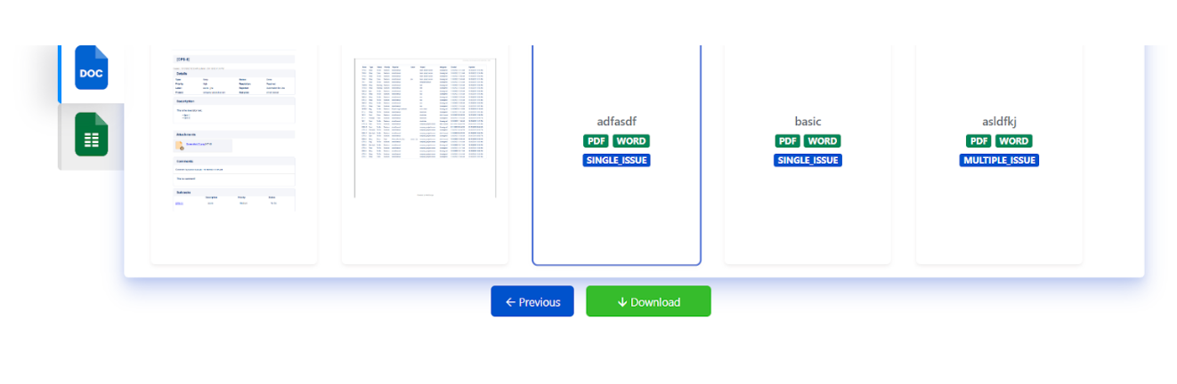 Jira exporter section, Jira exporter