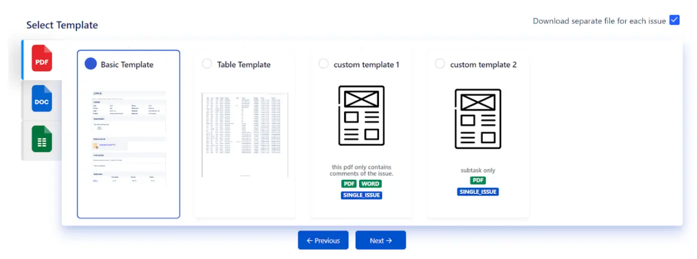 Jira exporter section, Jira exporter