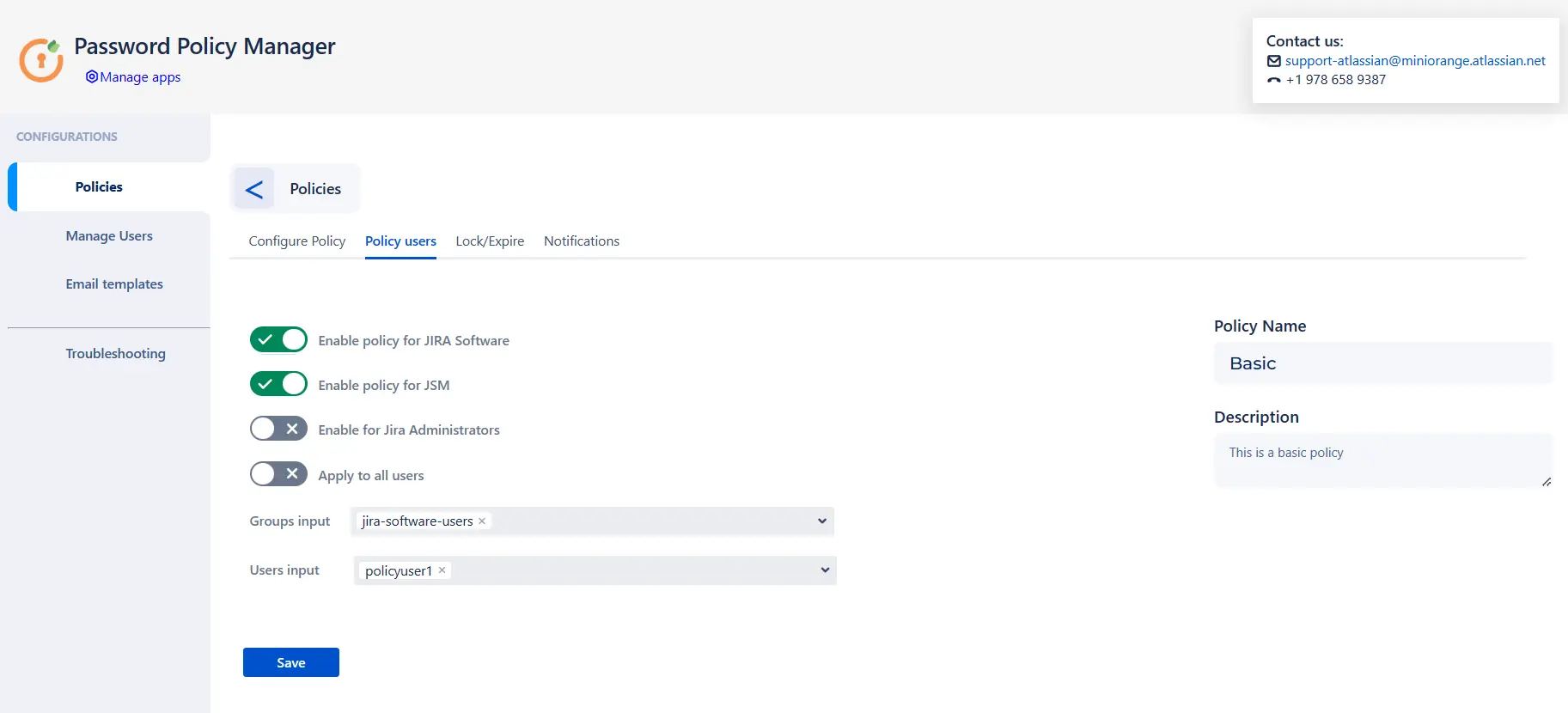 miniOrange Password policy, Install Jira Add-On through manage apps menu