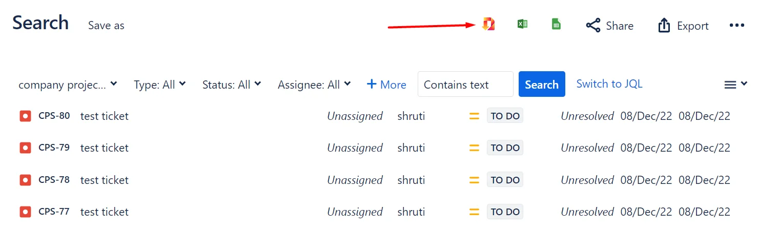 Jira exporter section, Jira exporter