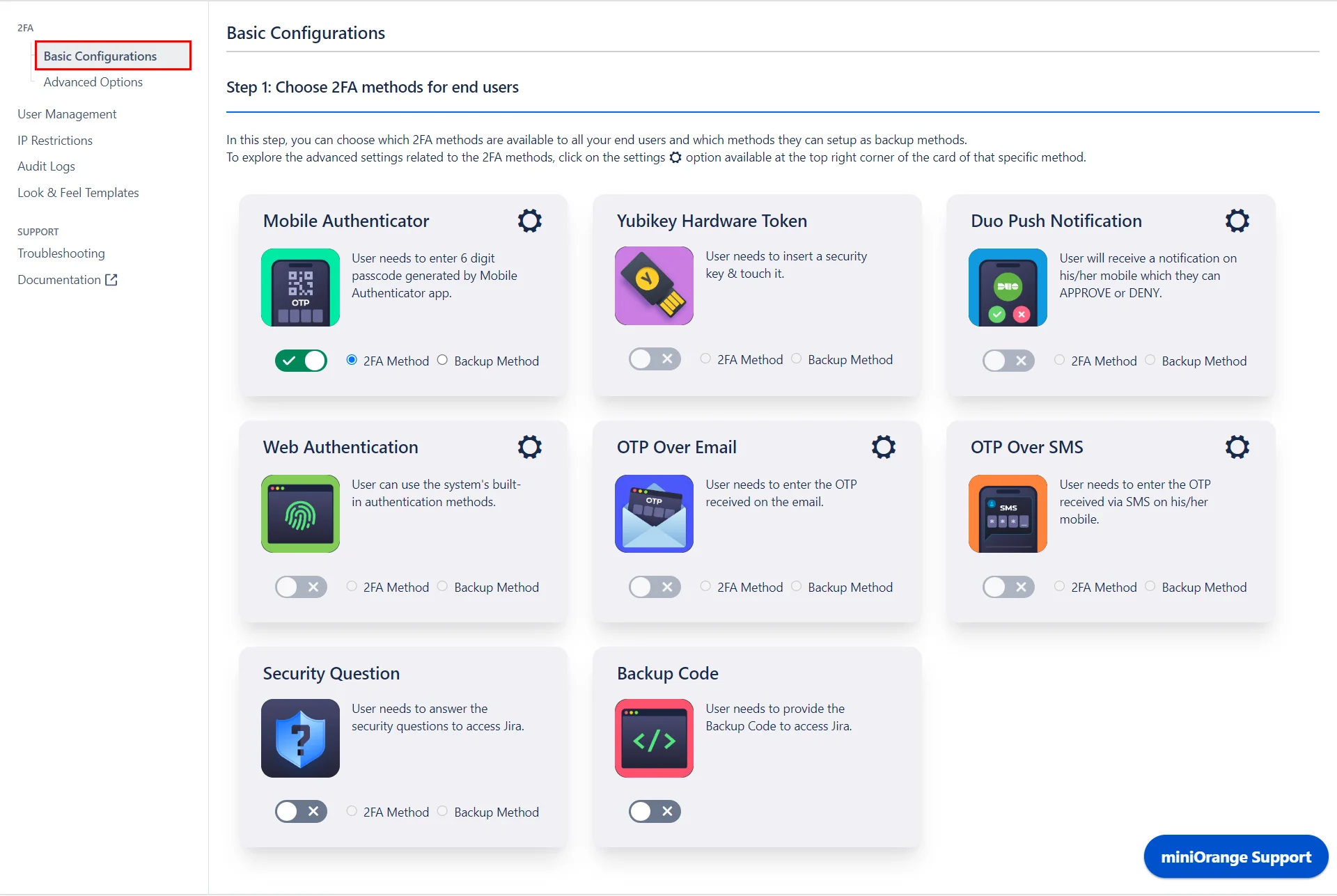 Setup Two Factor (2FA / MFA) Authentication for Jira using OTP, KBA, TOTP methods settings