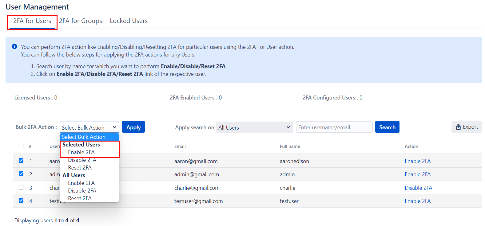 Setup Two Factor (2FA / MFA) Authentication for Bamboo using OTP, KBA, TOTP methods Enable multiple users