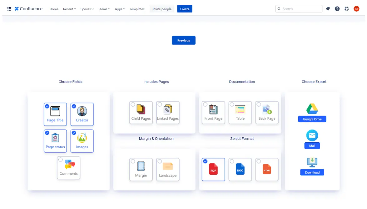 Confluence PDF Exporter Share on Google Drive