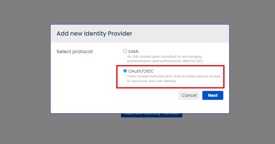 SSO for JSM Customers using Meetup as OAuth Provider | select protocol