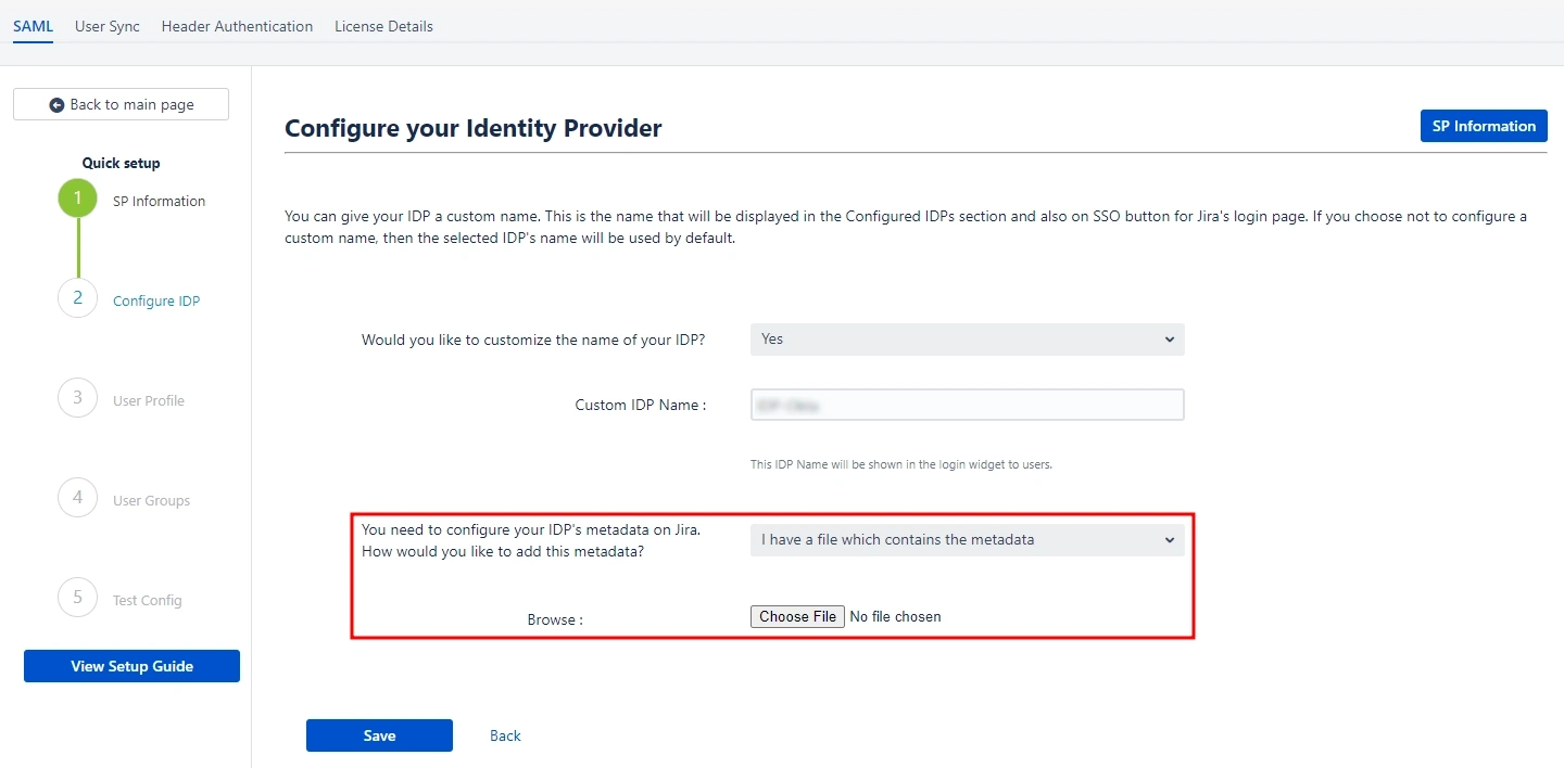 saml single sign on sso jira saml sso, Quick Setup sp metadata url