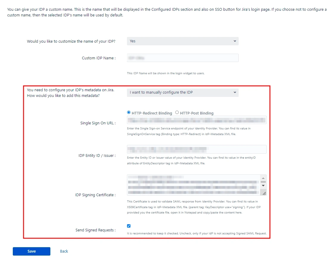 SAML Single Sign On (SSO) into Jira, Quick Setup sp metadata url