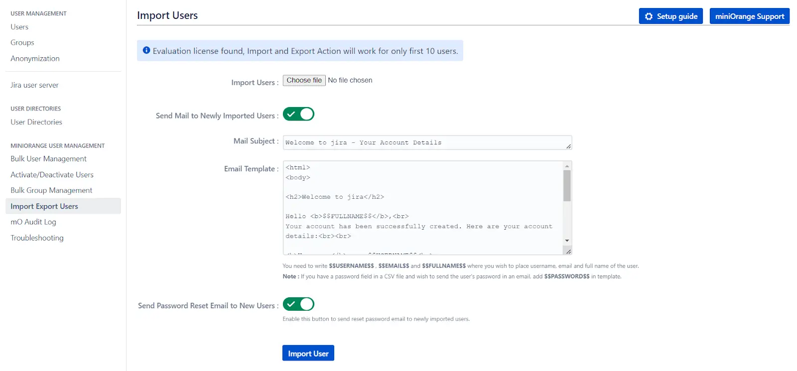 Setup Bulk User Management fo Jira, Bulk action management to inactivate deactivate users