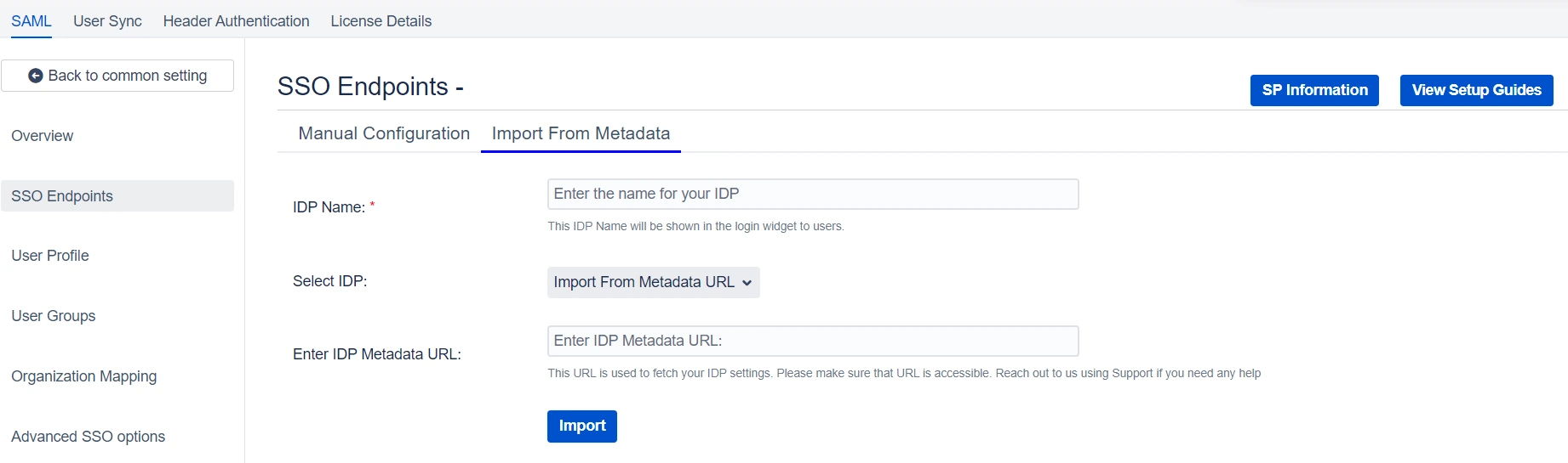 SAML Single Sign On (SSO) into Jira, Quick Setup sp metadata url