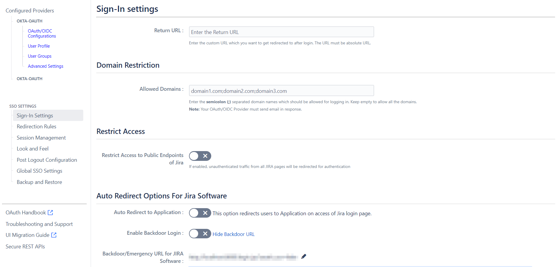 oauth authentication, single sign on login, OAuth / OpenID Single Sign On (SSO) into Jira , provision for configuring sign-in settings in the plugin