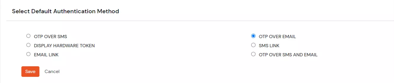 select otp over email 2fa method for user