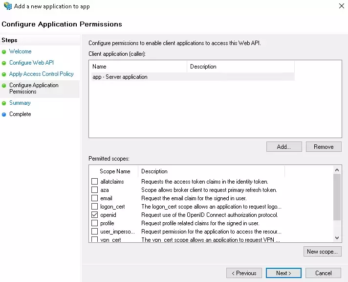 ADFS Single Sign On: Configure Application