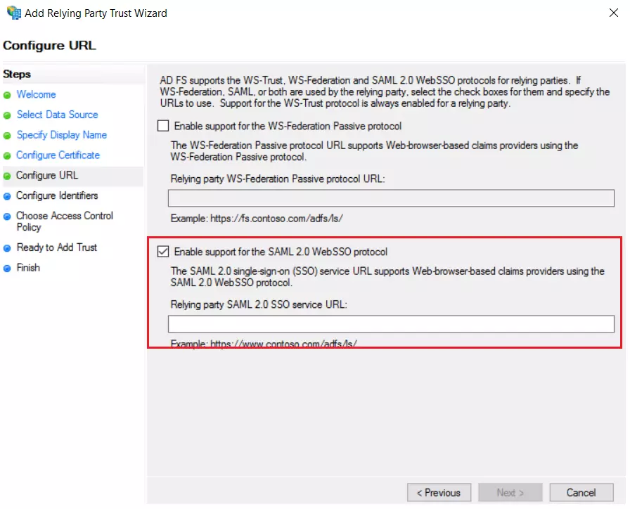 ADFS SSO: Enable SAML SSO Protocol to login with ADFS