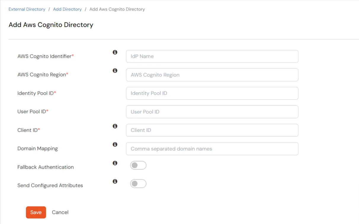 AWS Cognito OAuth/OpenID Single Sign On (SSO) : Enter the AWS Userstore values