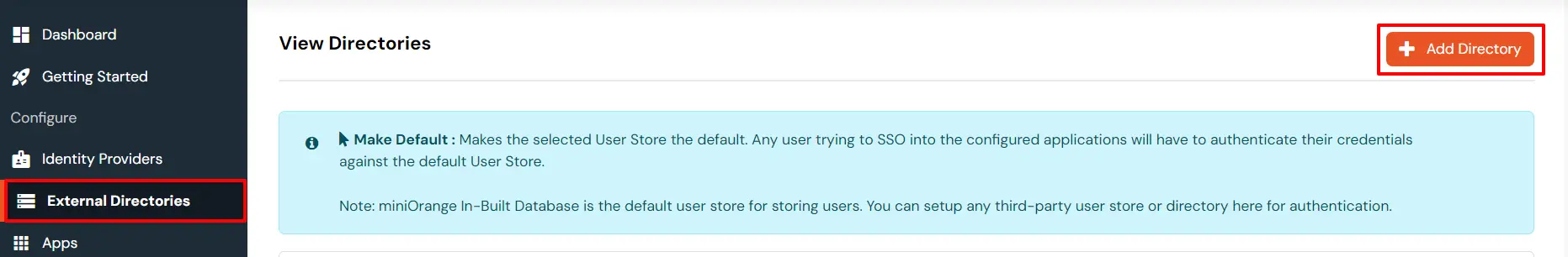AWS Cognito OAuth/OpenID Single Sign On (SSO) : Go to External Directories and click Add Directory