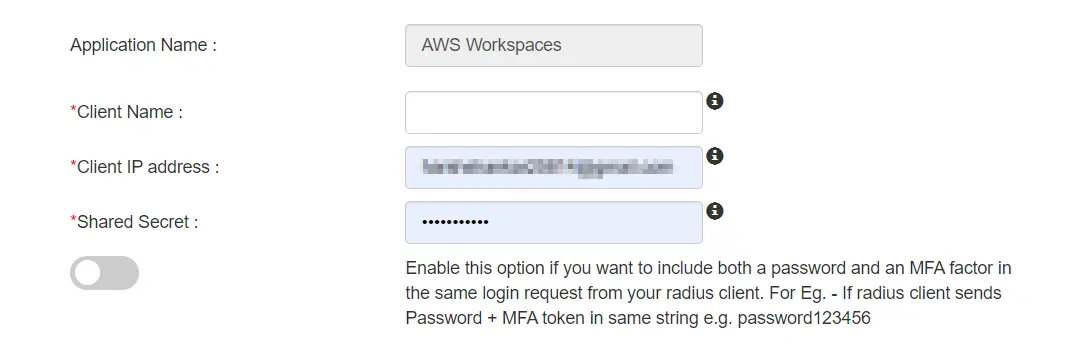 Amazon Workspaces Multi Factor Authentication (MFA): miniOrange radius IPs