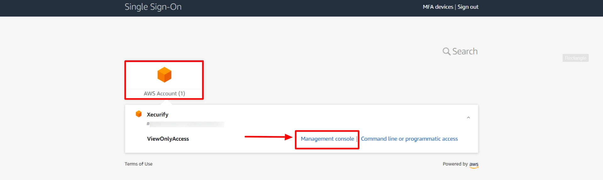 AWS Single Sign-On (SSO) management console