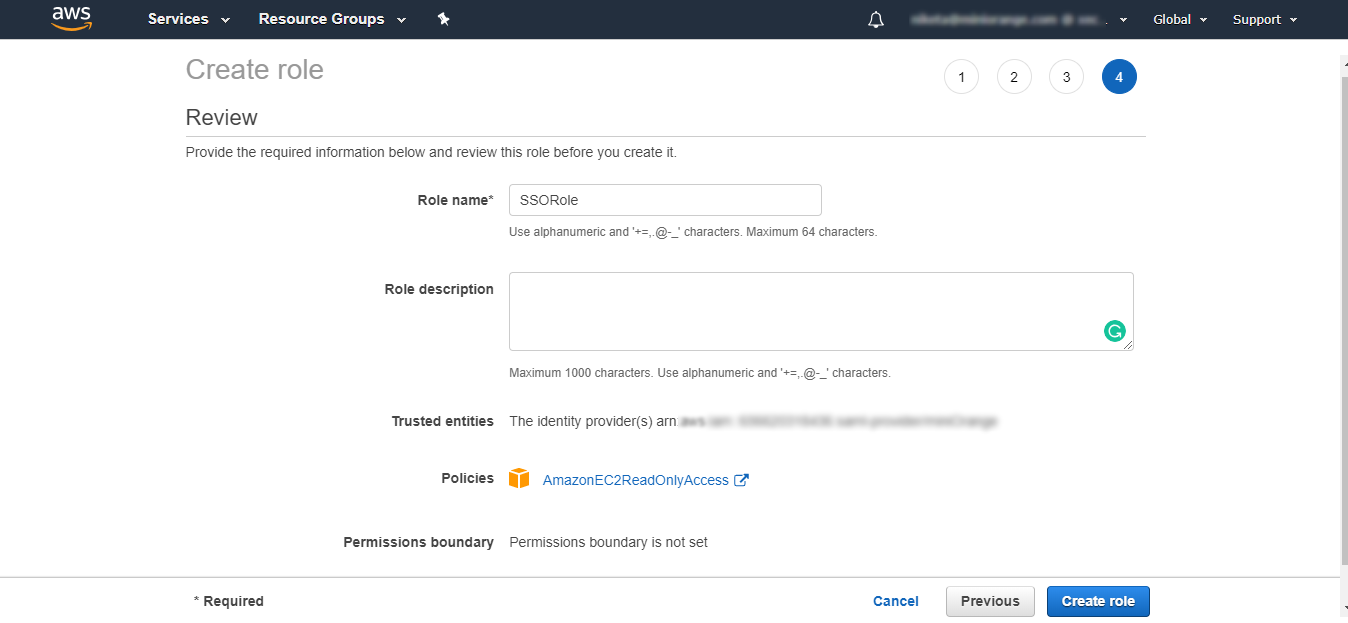 Amazon Web Services - AWS IAM SSO create role