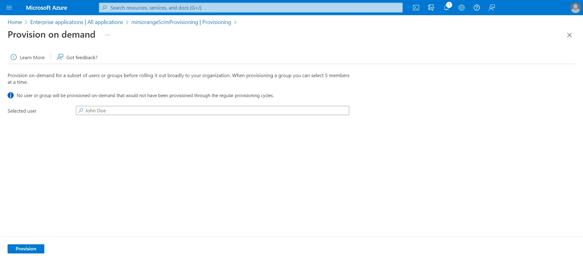 User SCIMProvisioning with Microsoft Entra ID: Click Provisioning