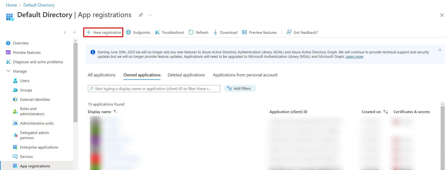 Microsoft Entra ID (Formerly Azure AD) SAML IDP : Click on New registration 