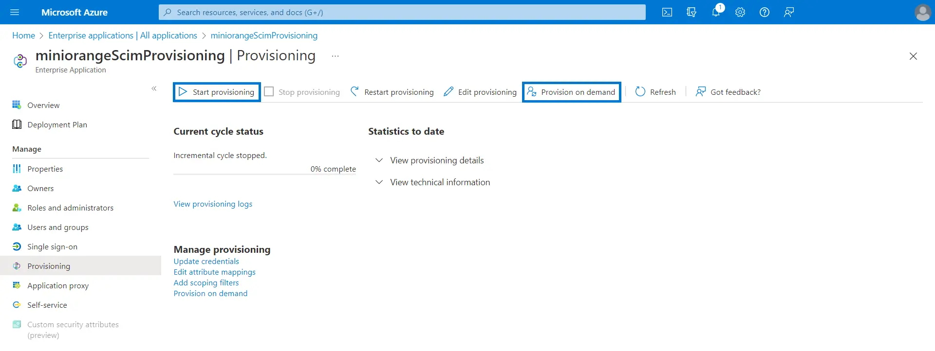 SCIM Provisioning with Microsoft Entra ID: Start Provisioning