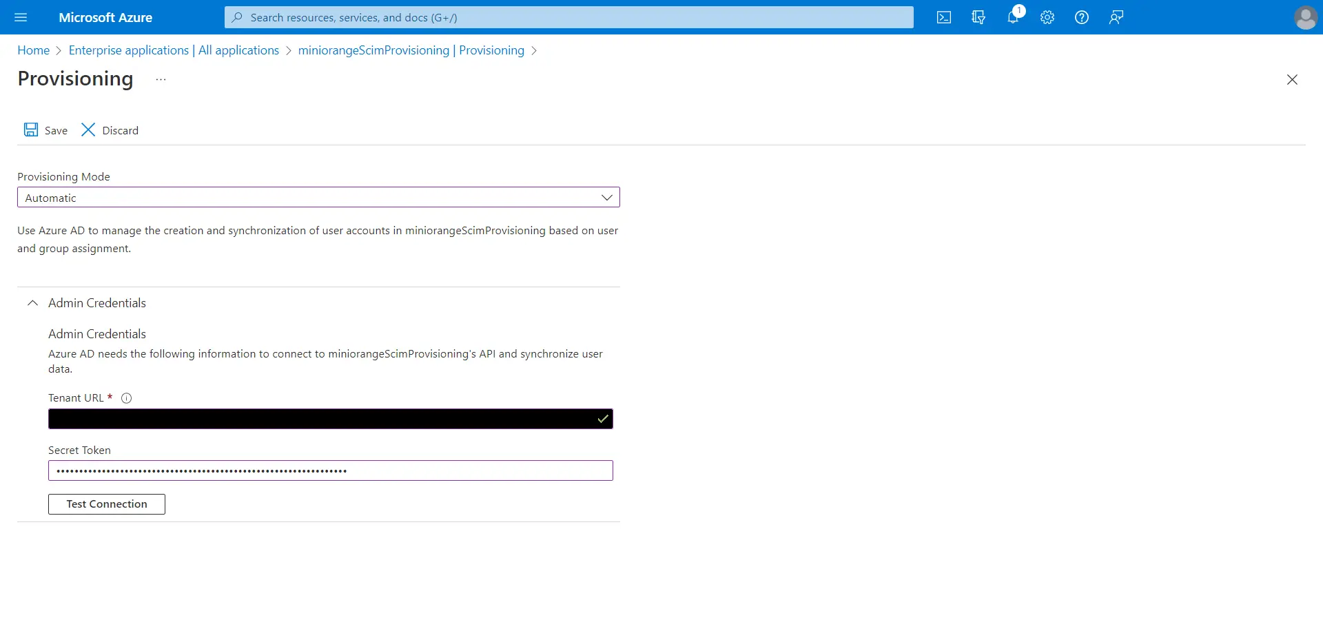 User SCIM Provisioning with Microsoft Entra ID: successful and save the configurations