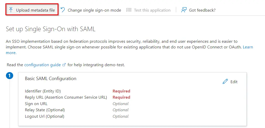 Microsoft Entra ID as IDP : SAML configuration