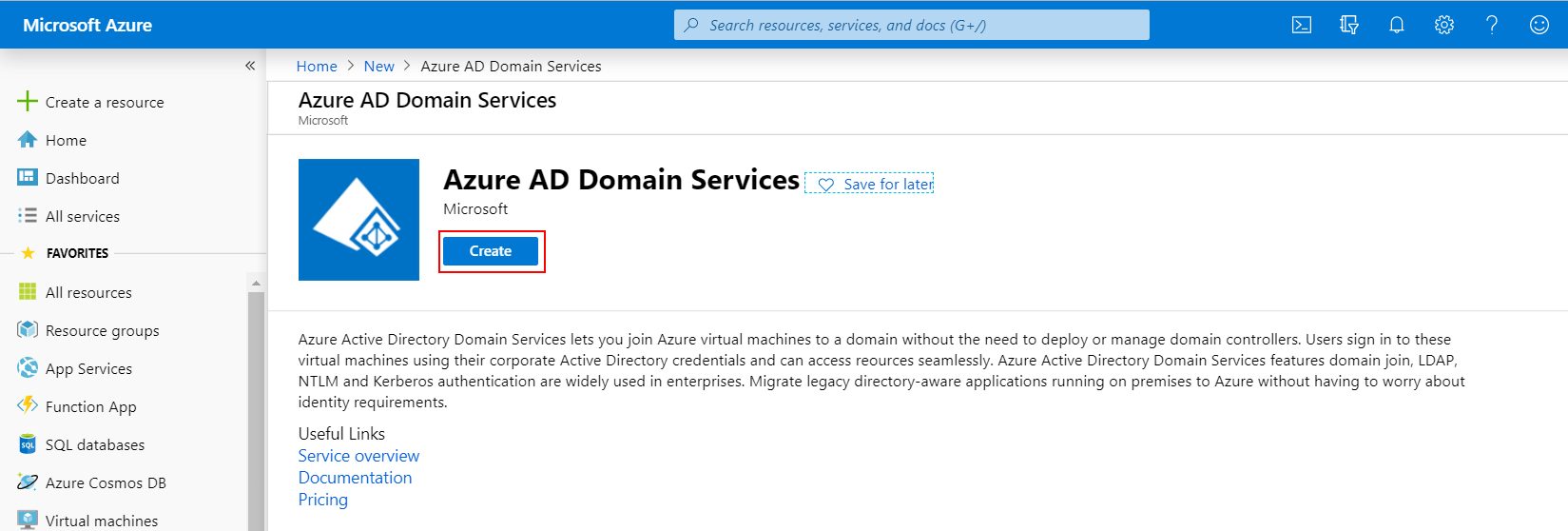 Microsoft Entra Create Domain Service