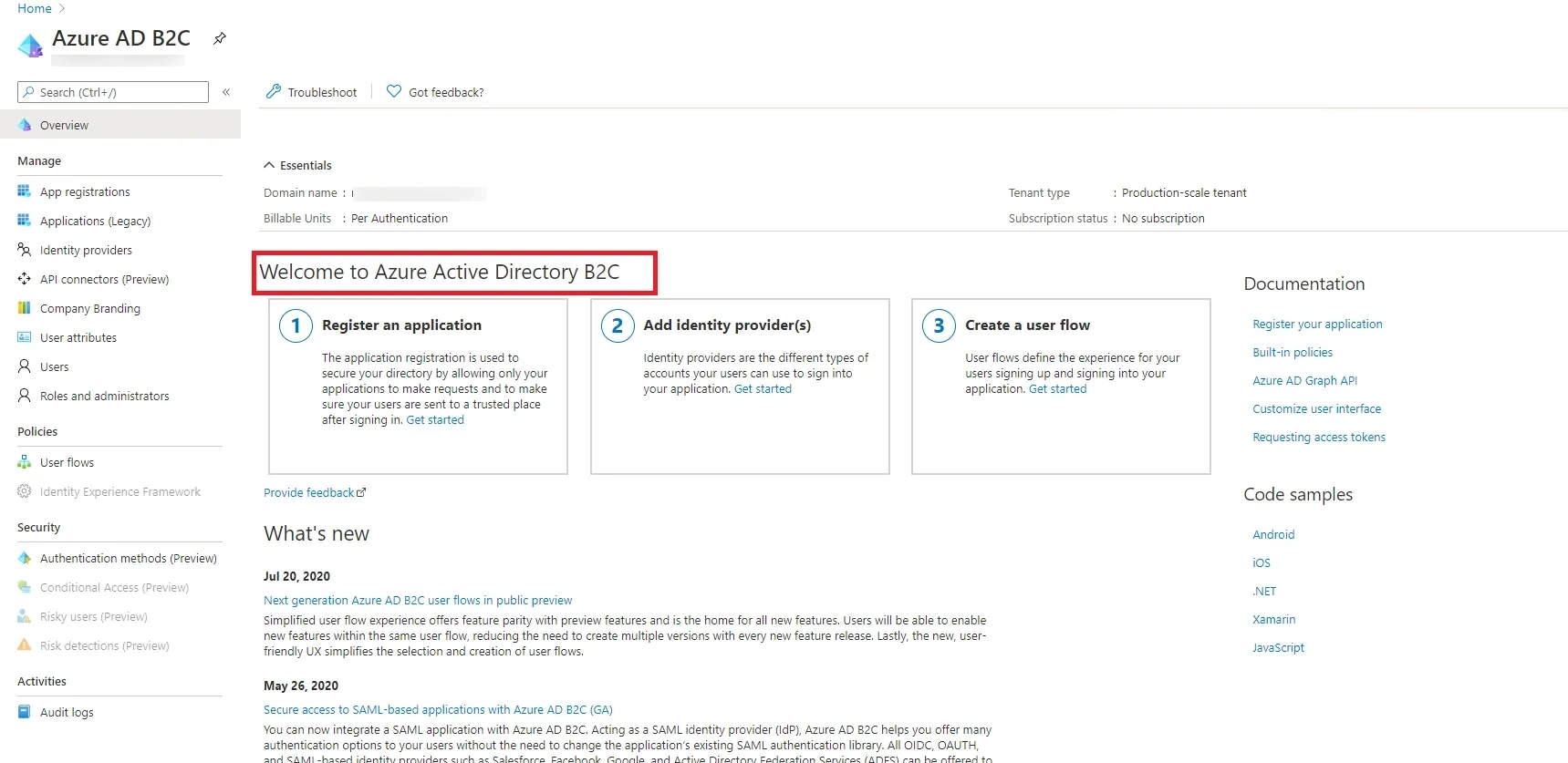 Azure B2C SAML: active-directory-b2c-instructions