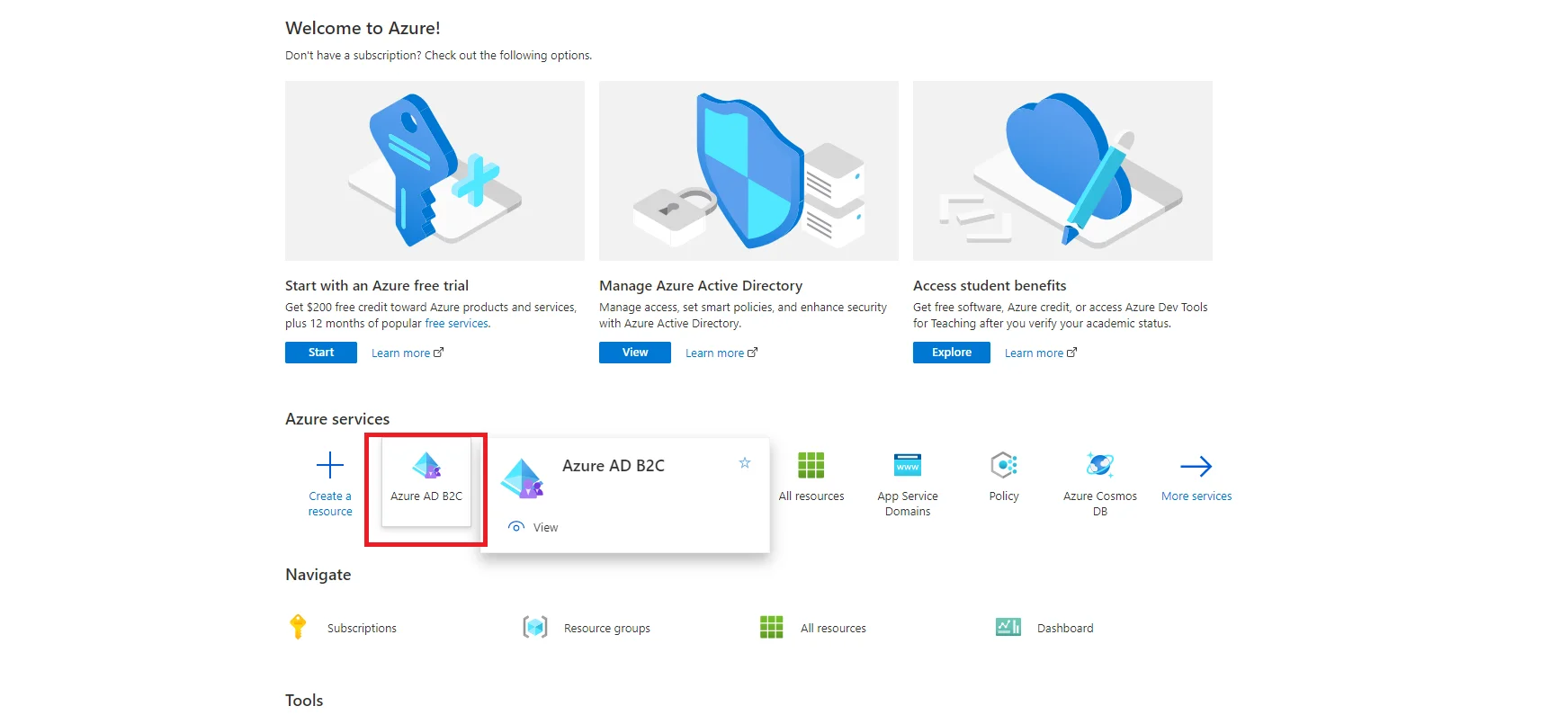 Azure B2C SSO: select-azure-b2c-app