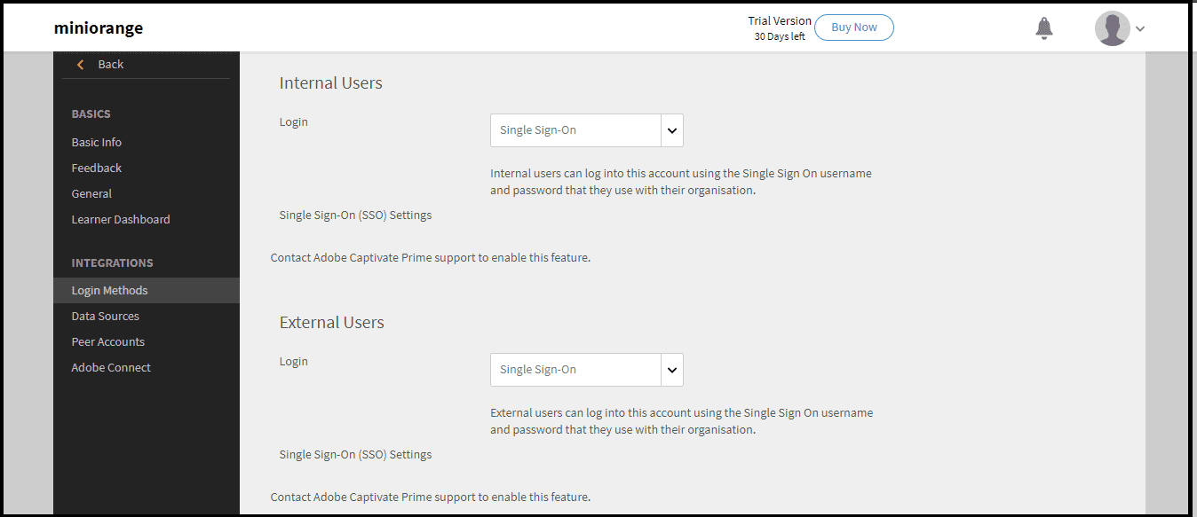 Adobe Captivate Single Sign On (sso) requirement