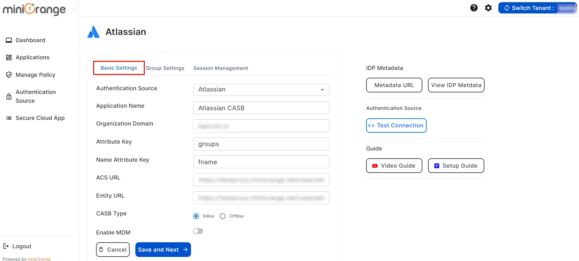 Atlassian CASB Basic Settings change any configuration