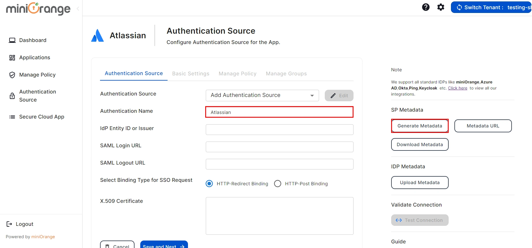 Atlassian CASB Authentication Generate Metadata