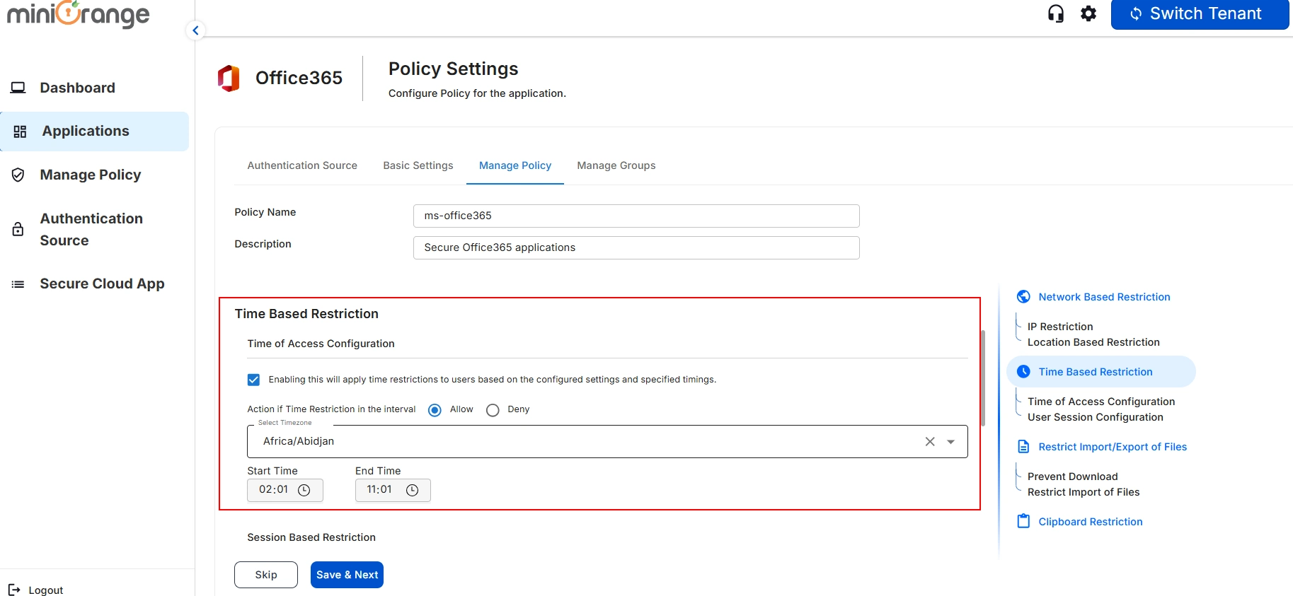 setup microsoft office365 CASB - add whitelisted paths