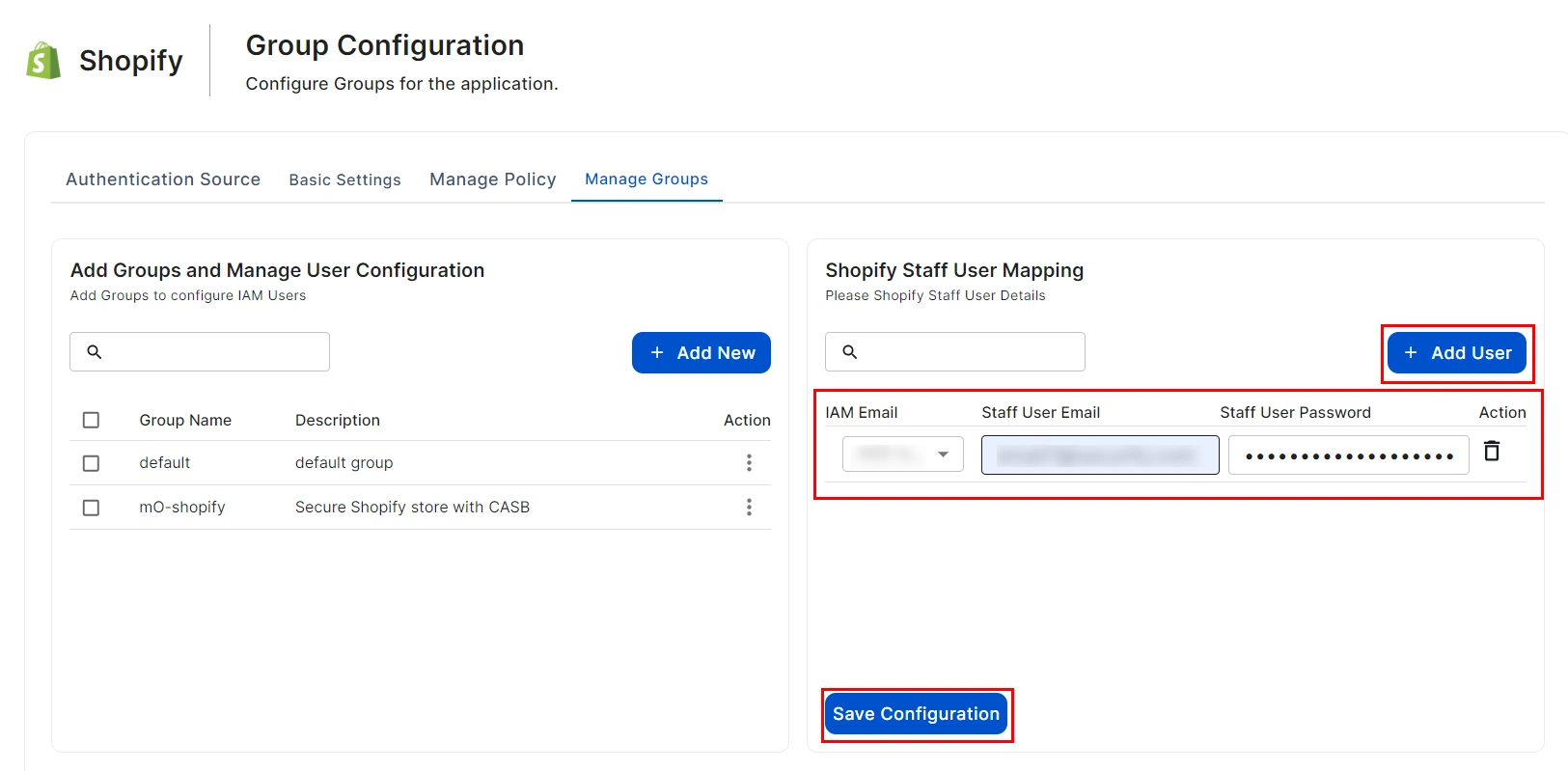 shopify non plus CASB Groups submit app restriction group