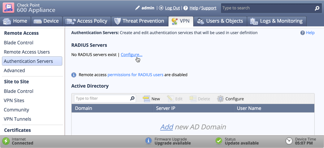 Check Point VPN Multi-Factor Authentication: Configure Link to Radius Servers