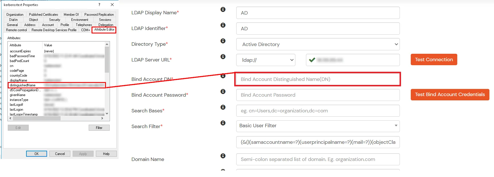 Office 365 MFA: Configure user bind account domain name