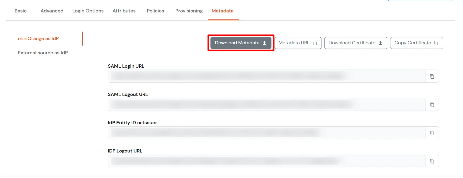 Configure Slack SSO: Keep IdP Metadata details