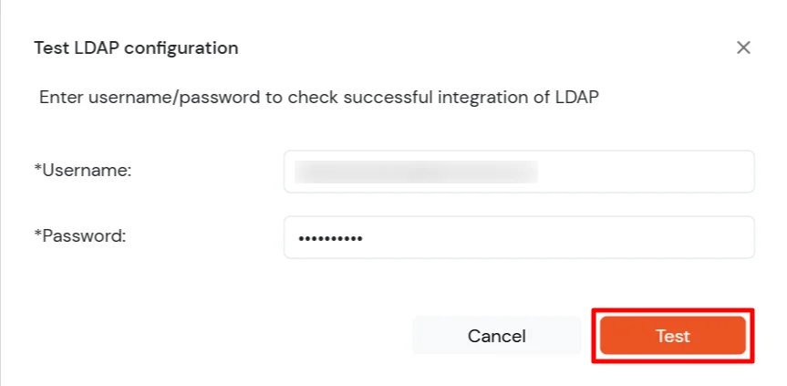 PagerDuty : Enter username and password to test LDAP connection