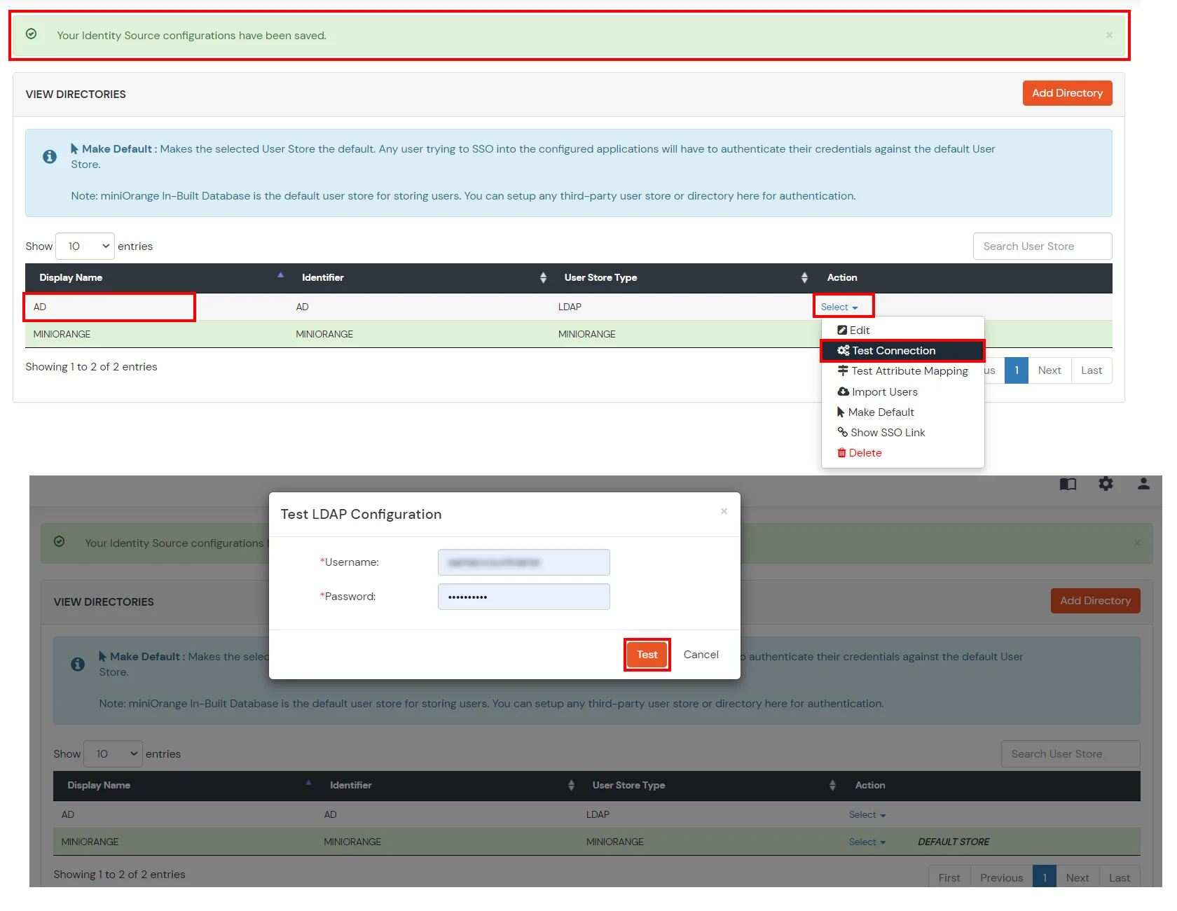 Oracle Siebel CRM 2FA: Test AD/Ldap connection