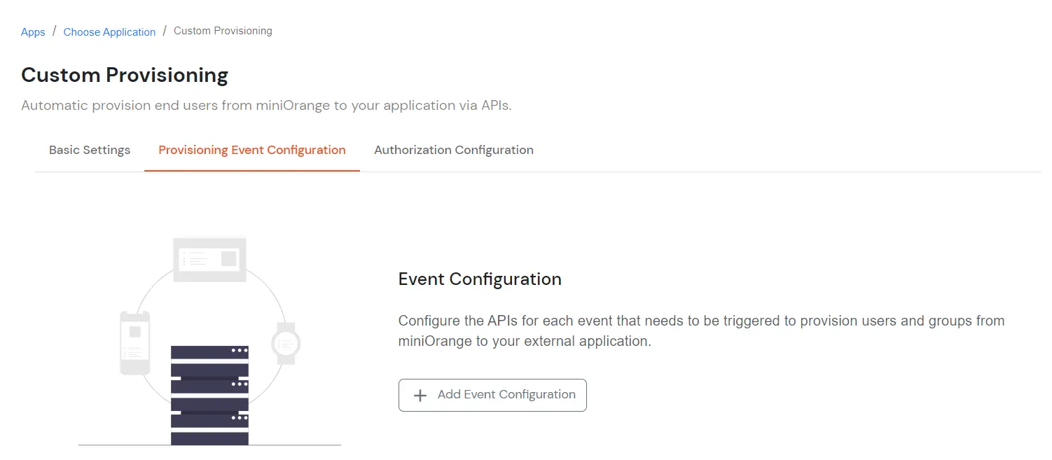 Custom Provisioning App - Select Provisioning event configuration