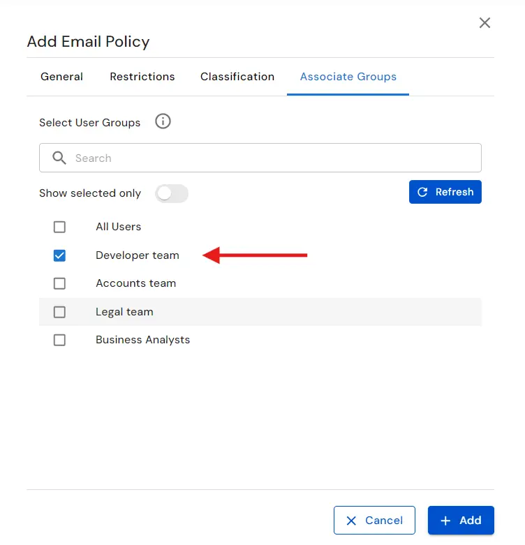 : Email DLP for Email Security  | Associate Policy